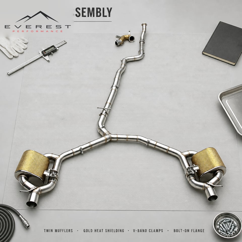 Valve Exhaust Pipes for Mercedes-Benz CLS53 AMG 3.0T 2020-2024 Stainless Steel Catback Downpipe With Golden Heat Shield