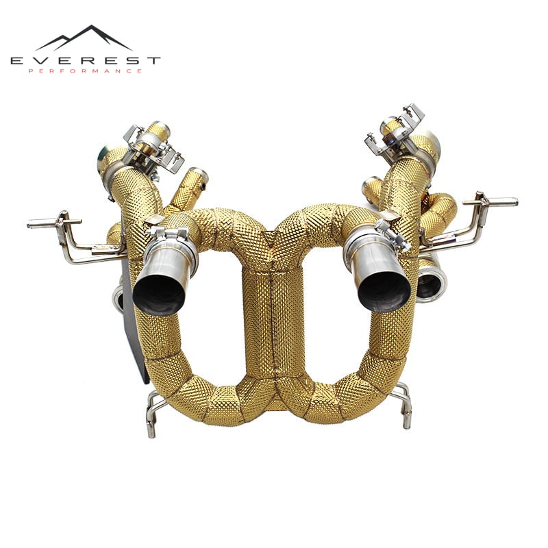 Racing Full Exhaust System+Downpipe for Lamborghini Revuelto 6.5L V12 2023-2025 Stainless Steel Golden Heat Shield Valve