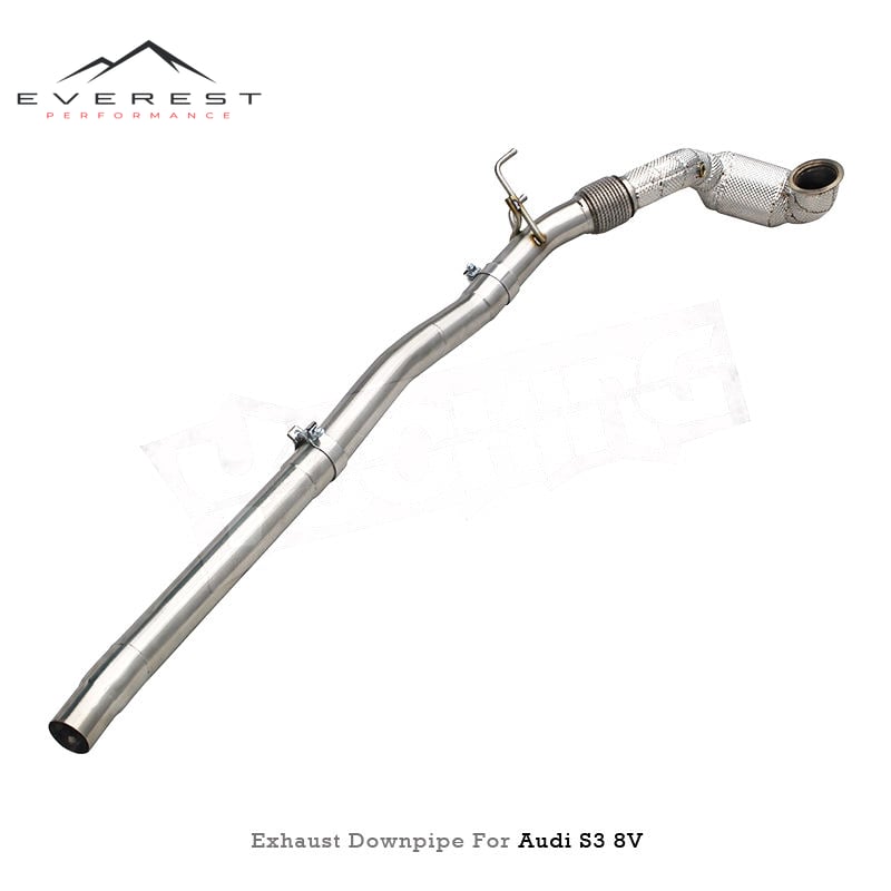 Performance Heat Shield Exhaust Downpipe for Audi S3 8V 2.0T 2015-2020 Stainless Steel High Flow Exhaust Pipe with Catalyst