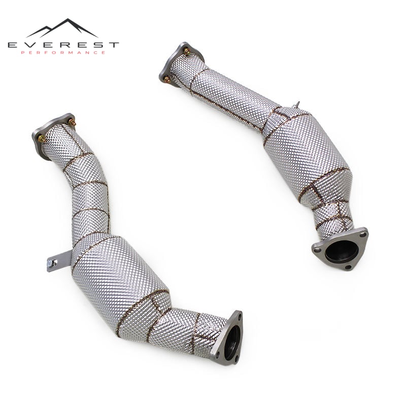 Catted Exhaust Pipe for Audi Q7 2010-2024 Stainless Steel Heat Shield 100/200/300cell Catalyst Downpipe