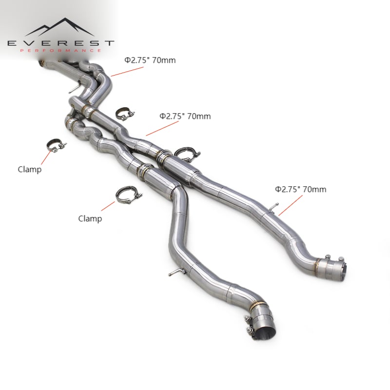 Racing 2.75Inch Exhaust Midpipe System for BMW F80 M3 F82 F83 S55 M4 3.0T 2014-2019 Stainless Steel Equal Length Middle Pipes