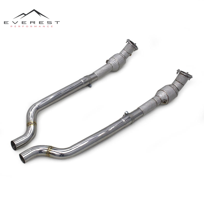 Racing SS304 Exhaust Downpipes for Maserati Gran Turismo GT 4.2 4.7 2008-2016 High Flow With Catted Downpipe 100/200/300 Cells