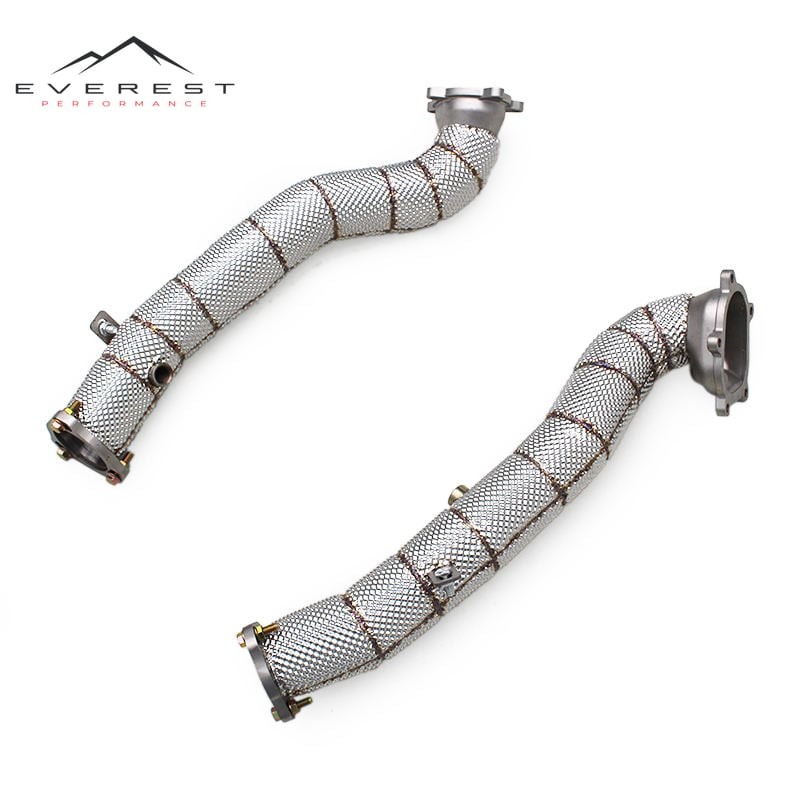 Racing SS304 Exhaust Downpipe for Audi RS6/RS7 C7 4.0T 2013-2018 Free Flow Pipes Exhaust Downpipe With Heat Shield