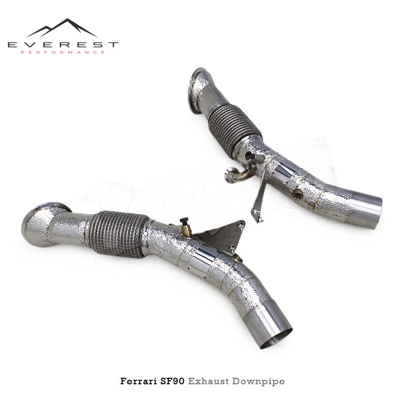 SS304 Exhaust Downpipe for Ferrari SF90 3.9T V8 2019-2023 With Heat Shield Front Tube Straight Though Exhaust Pipe