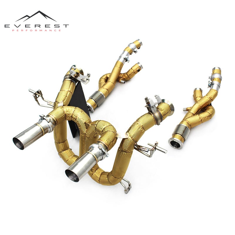 Full Exhaust System for Lamborghini Revuelto 6.5L V12 2023-2025 Stainless Steel Pipes with Golden Heat Shield Header Downpipe