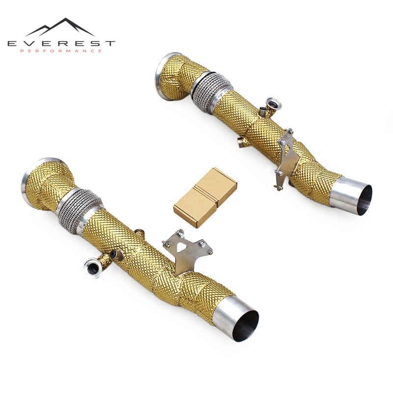Custom Engine Header Downpipe for Ferrari 296 GTB V6 3.0T 2021-2024 Racing SUS304 Pipes Header Golden Heat Shield Exhaust System