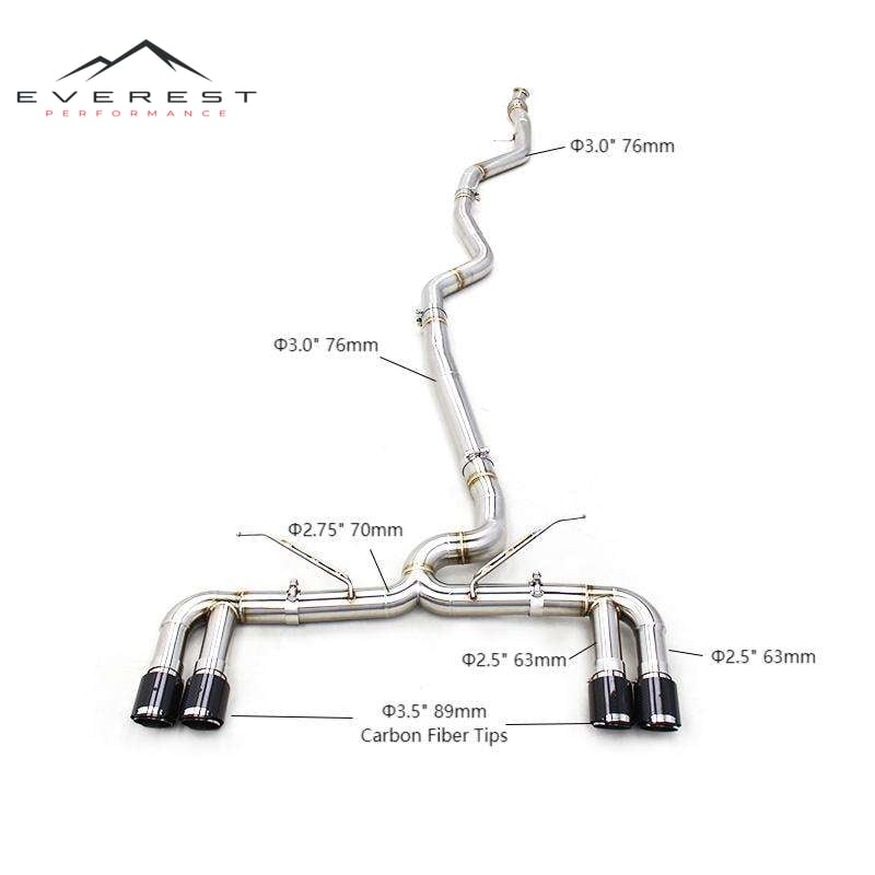 SS304L Exhaust Pipe System for BMW 435i/440i F32/F33/F36 3.0T 2014-2020 76MM/3inch Straight Catback System