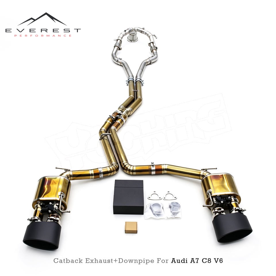 Titanium Full Exhaust for Audi A7 C7/C8 3.0T 2012-2023 High Performance SS304 Downpipe Electronic Valve Catback Exhaust