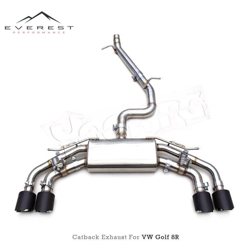 Direct-fit Exhaust System for VW Golf 8/MK8/8R R 2.0T 2020-2024 Bolt-on Replacement Catback Muffler Exhaust With Carbon Tips