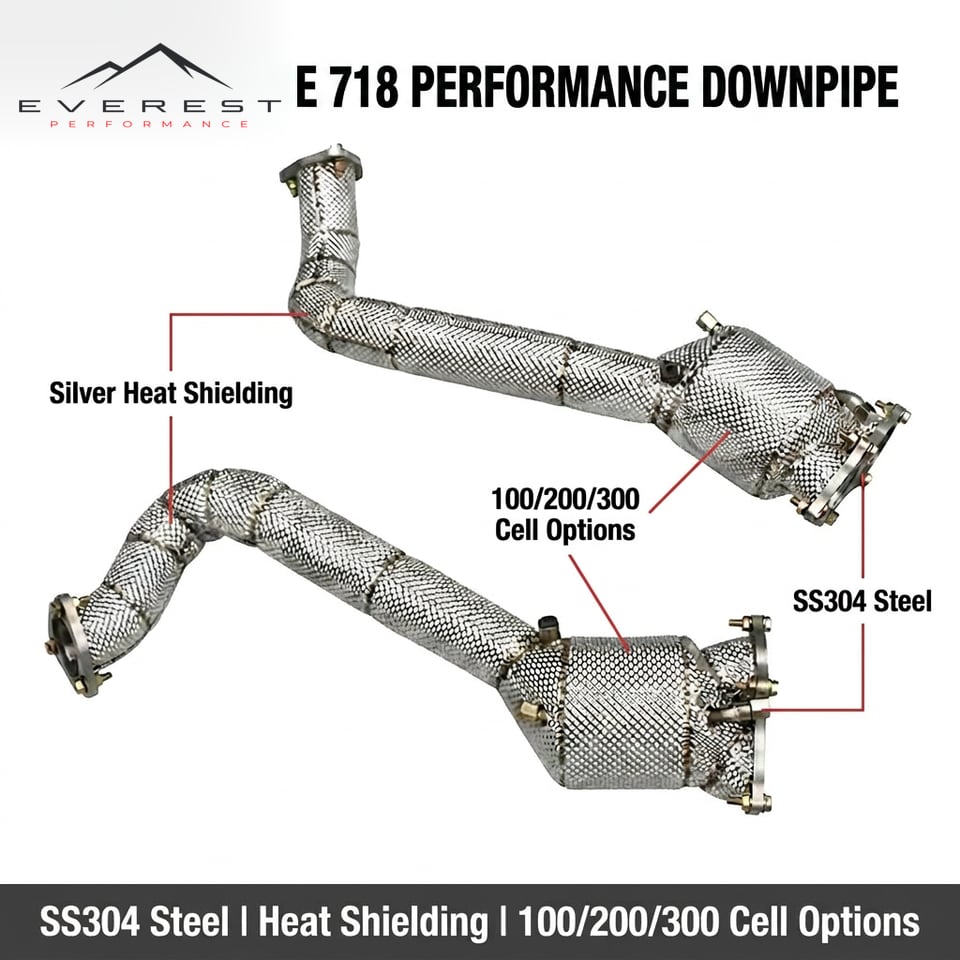 SUS304 Catted Downpipe Exhaust Pipes for Porsche 718 Cayman GTS/GT4 4.0L 2018-2022 Sport Cat Header