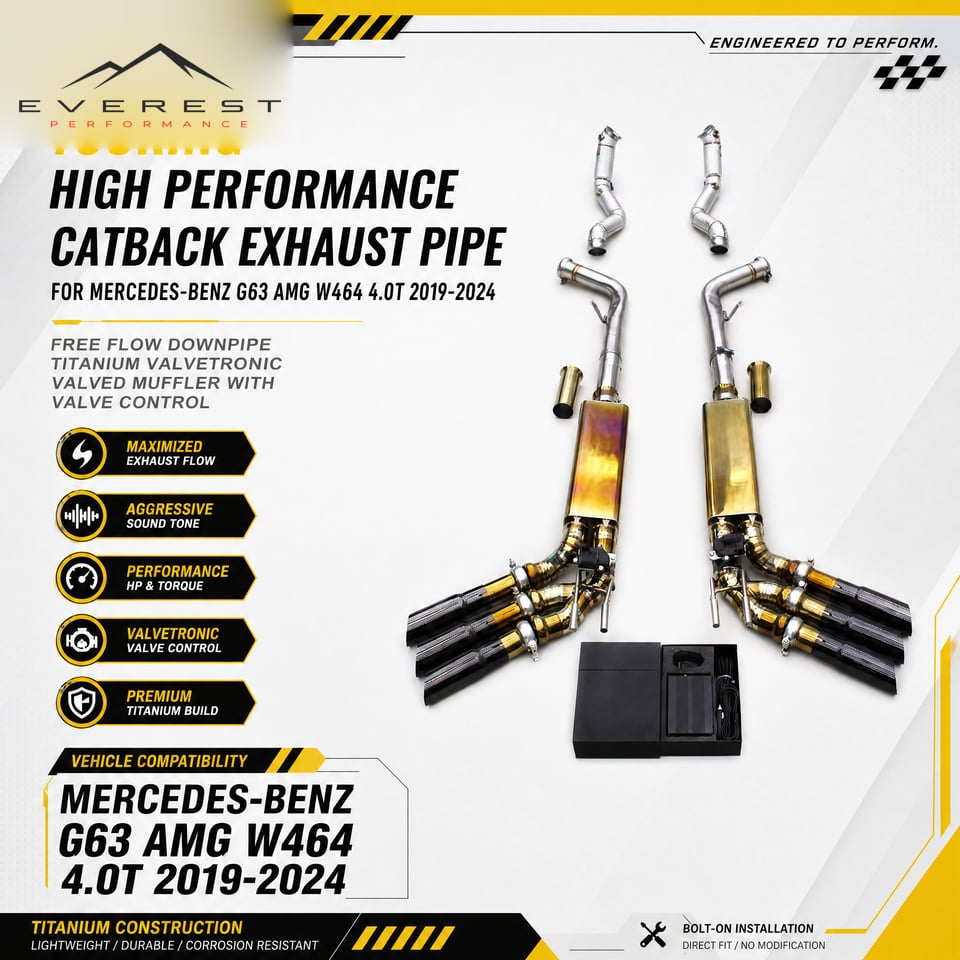 Racing Catback Exhaust Pipe for Mercedes-Benz G63 AMG W464 4.0T 2019-2024 Free Flow Downpipe Titanium Valvetronic Valved Muffler