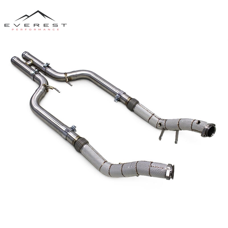 Downpipe With Heat Shield for Mercedes-Benz/Maybach S560 4.7 W222 2017-2023 Stainless Steel Free Flow Header