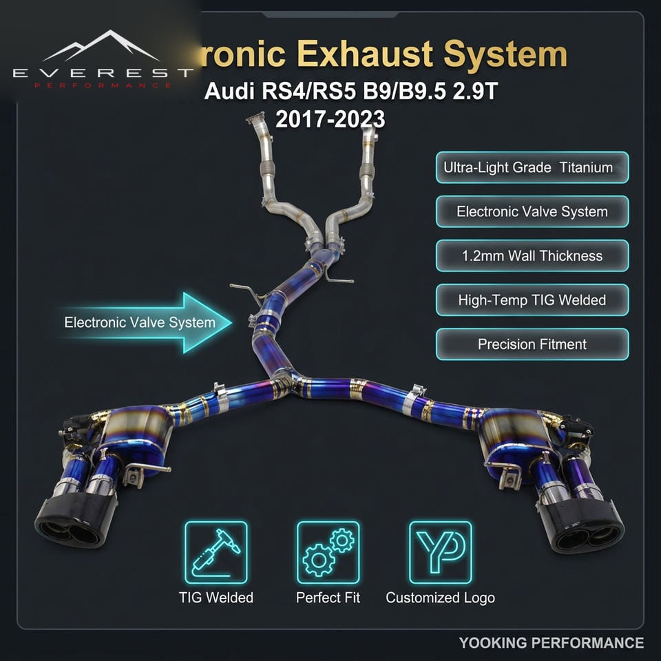 Exhaust Pipe System for Audi RS4/RS5 B9/B9.5 2.9T 2017-2023 SS304 Downpipes Titanium Electronic Valve Catback Exhaust