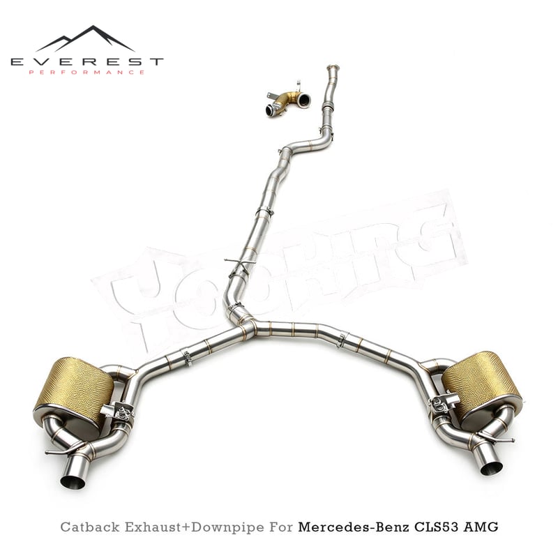 Valve Exhaust Pipes for Mercedes-Benz CLS53 AMG 3.0T 2020-2024 Stainless Steel Catback Downpipe With Golden Heat Shield