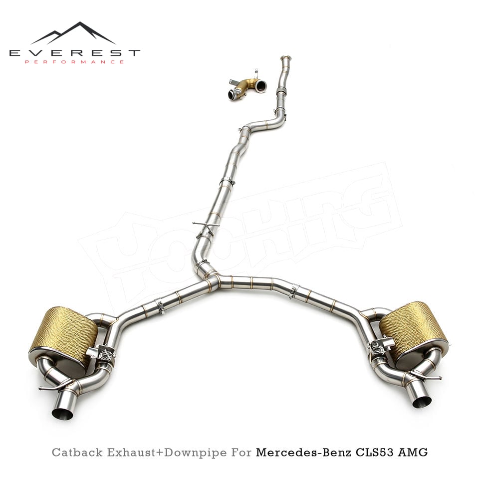 Valve Exhaust Pipes for Mercedes-Benz CLS53 AMG 3.0T 2020-2024 Stainless Steel Catback Downpipe With Golden Heat Shield