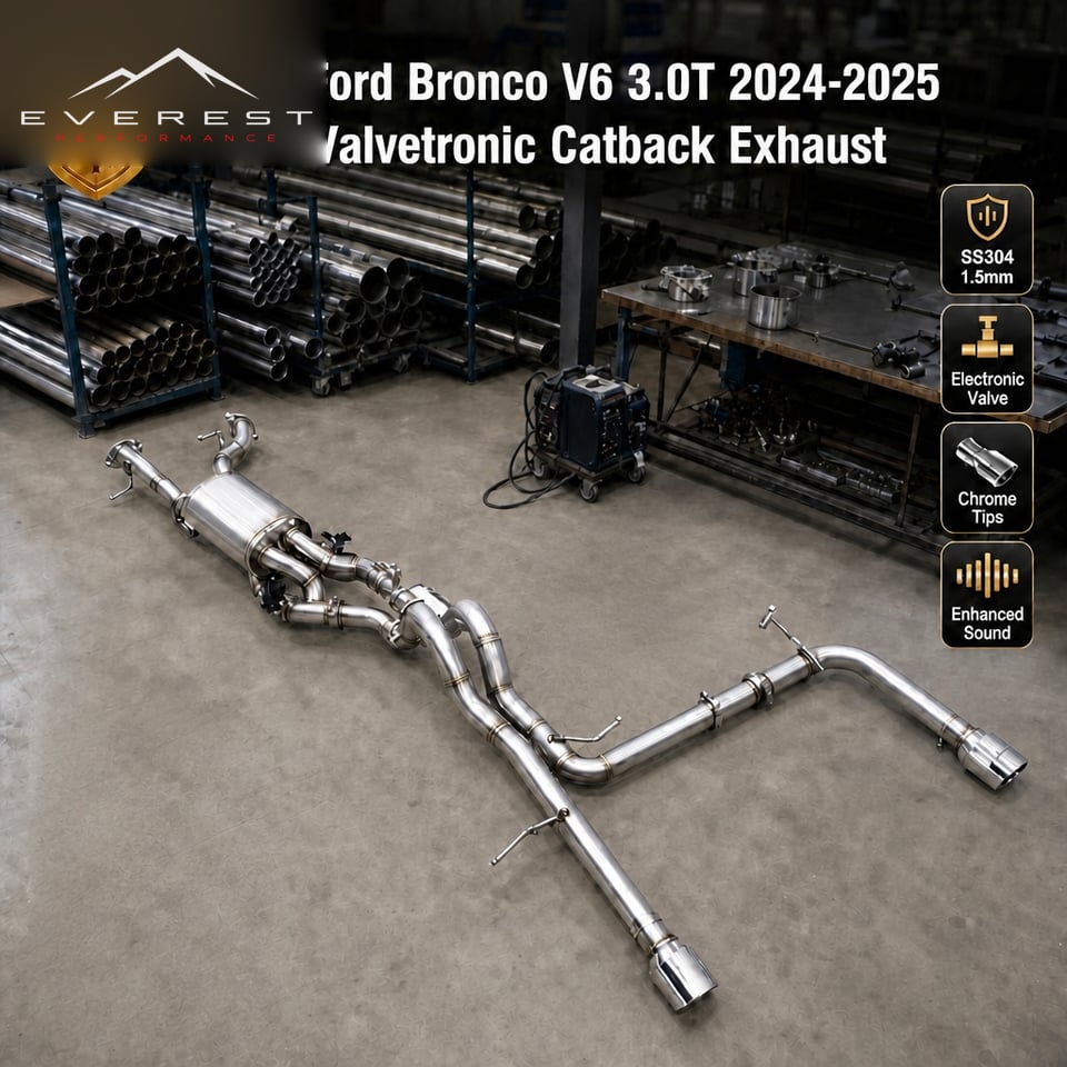 Stainless Steel Valvetronic Exhaust System for Ford Bronco V6 3.0T 2024-2025 Muffler Catback Pipe With Chrome Tips