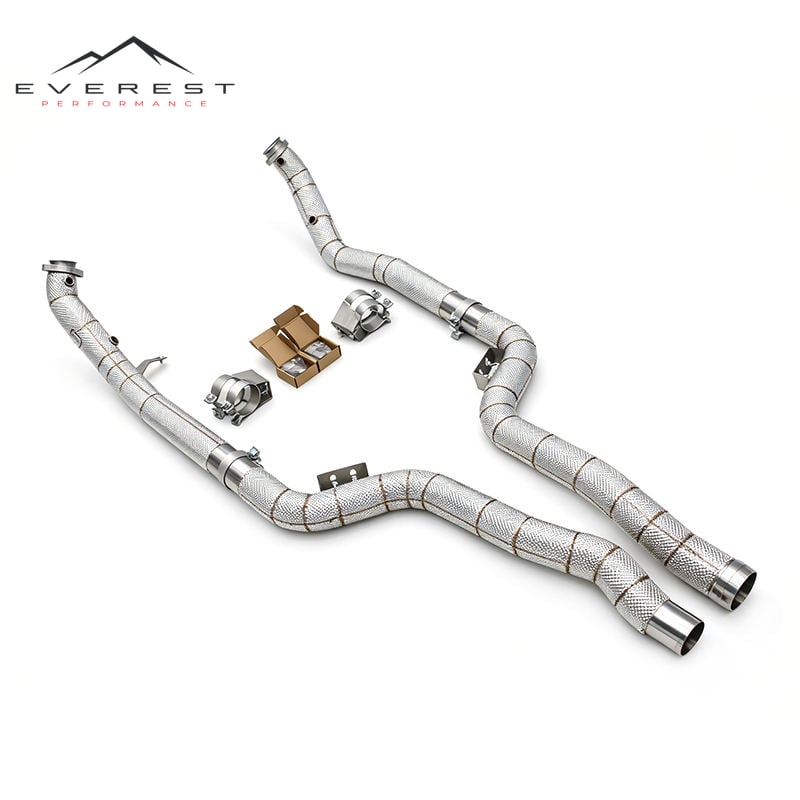Stainless Steel Downpipe for Mercedes-Benz CLS63/CLS63S AMG W218 5.5L 2007-2017 Straight Through Header With Heat Shield
