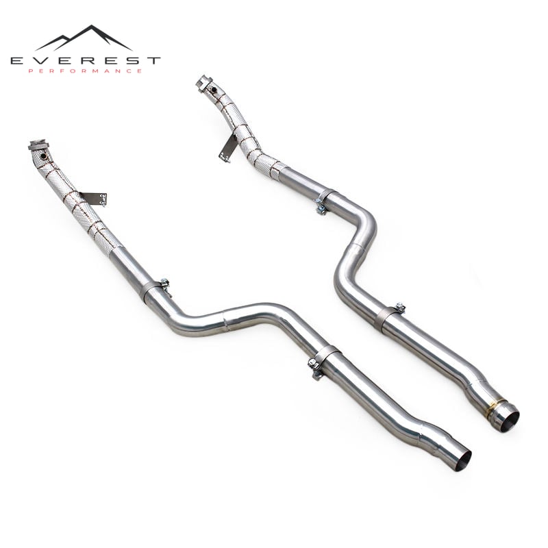 Racing Straight Header Pipes for Mercedes-Benz CLS350 3.5L 2005-2015 Free Flow Stainless Steel Exhaust Downpipe with Heat Shield
