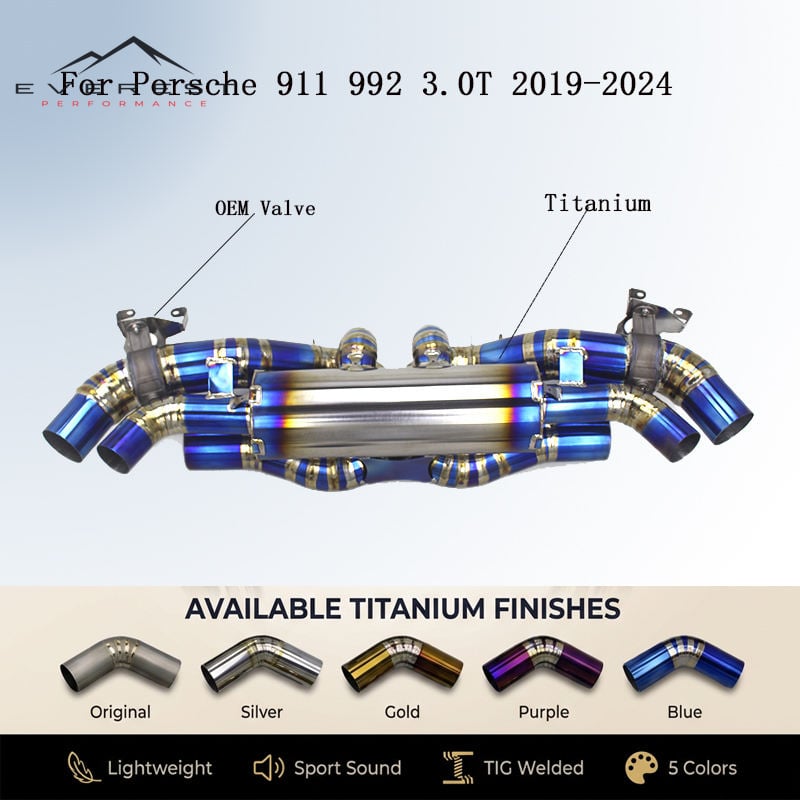 Titanium Exhaust Pipe System for Porsche 911 992 3.0T 2019-2024 Racing Sport Valve Catback Exhaust