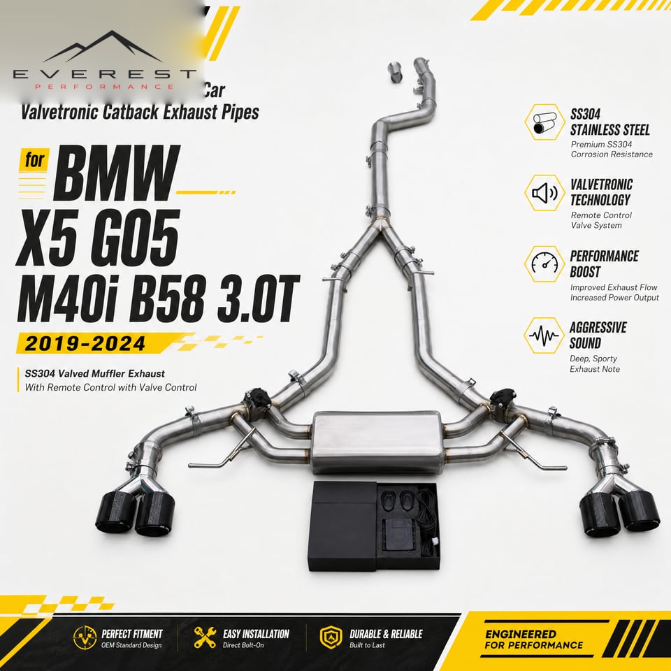 Racing Valvetronic Catback Exhaust Pipes for BMW X5 G05 M40i B58 3.0T 2019-2024 SS304 Valved Muffler Exhaust With Remote Control