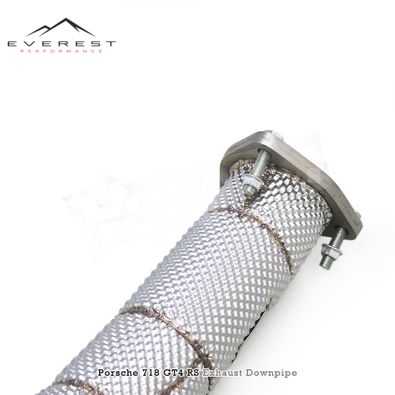 SS304 Exhaust Downpipe for Porsche 718 Cayman GT4 RS 4.0L 2023-2024 Free Flow Pipe With Heat Shield
