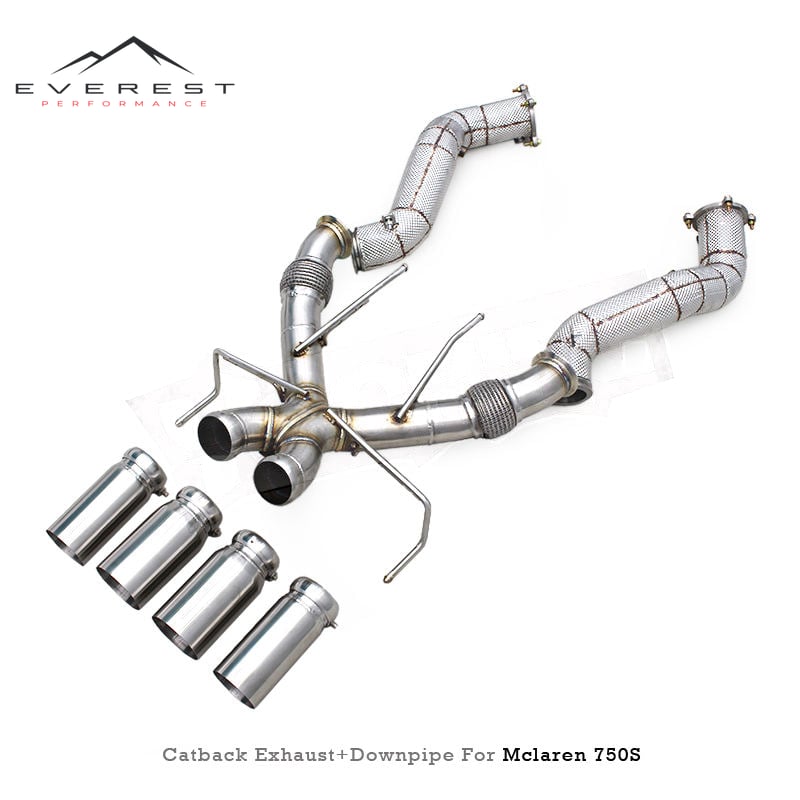 Custom Header Downpipe Catback for Mclaren 750S 4.0T 2020-2025 Supercar SUS304 Free Flow Pipe Exhaust System High Frequency