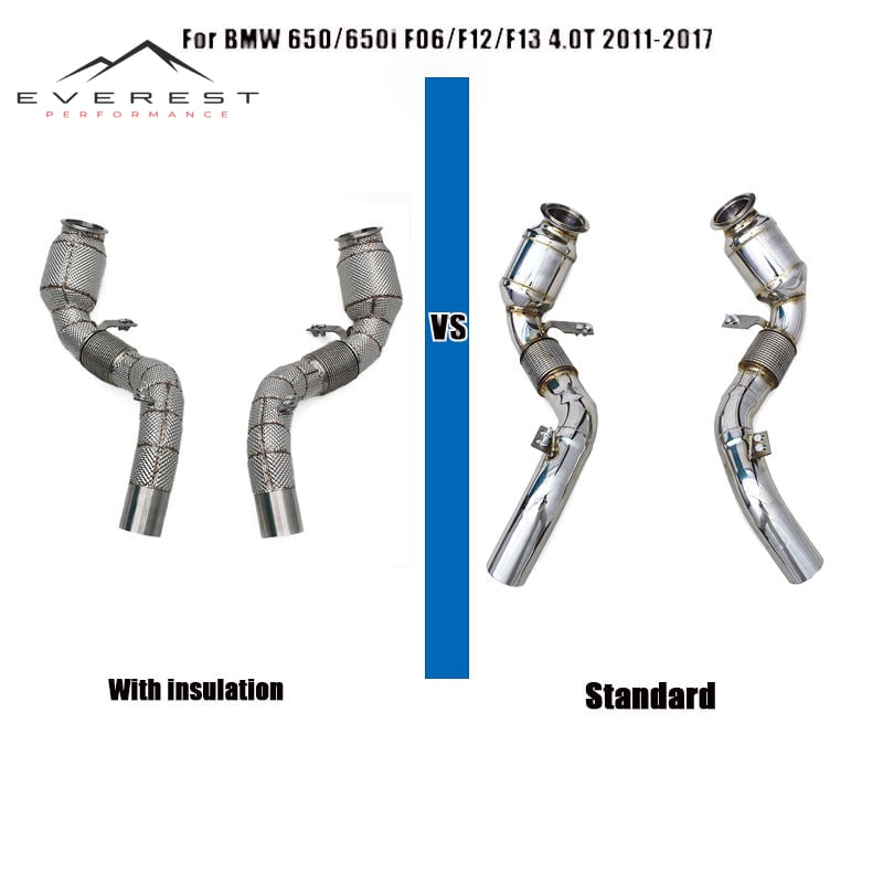 SS304 Exhaust Downpipe for BMW 650/650i F06/F12/F13 4.0T 2011-2017 High Flow Catted Downpipe 100/200/300 Cell