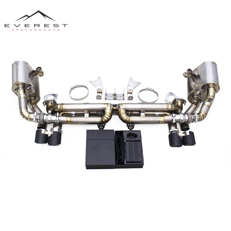 Vacuum Valve Exhaust Pipes for Porsche 911 991/991.1 GTS 3.8L 2012-2015 Titanium Catback Muffler Carbon Black Tips