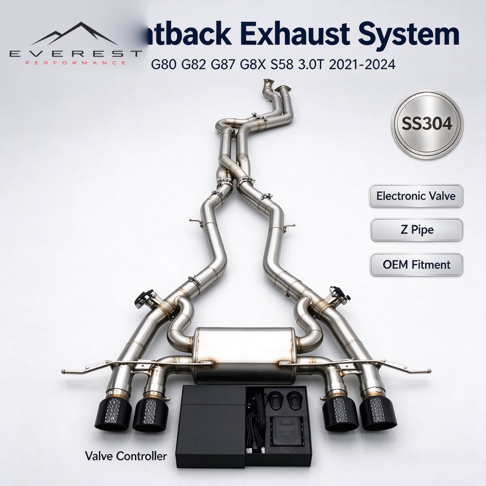 304SS Stainless Steel Catback Exhaust System With Z Pipe & Electronic Valve for BMW M2 M3 M4 G80 G82 G87 G8X S58 3.0T 2021-2024`