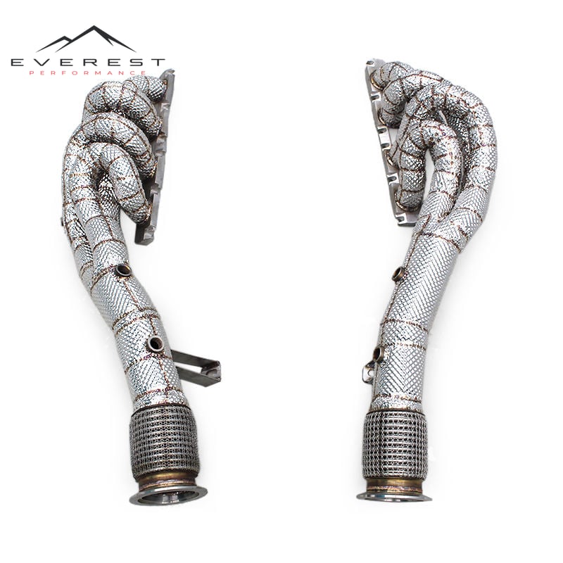 Race Escape Performance Exhaust Manifold Header Heat Shield Downpipe With Exhaust Flexi Pipe for AUDI R8 V8 4.2L 2007-2016