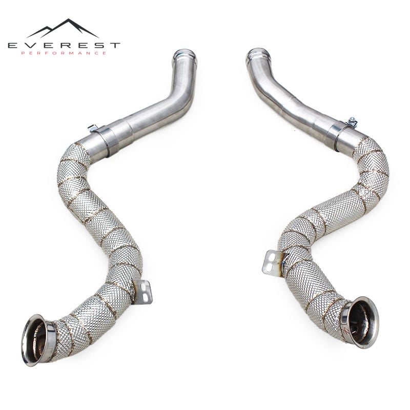 SS304 Exhaust Downpipe for Mercedes-Benz C63/C63S AMG W205 4.0T 2015-2024 Straight Through Downpipes With Heat Shield