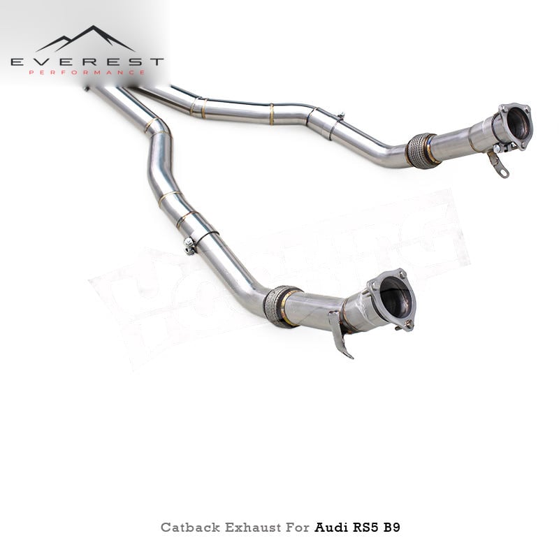 Stainless Steel Exhaust Pipe for Audi RS4/RS5 B9/B9.5 2.9T 2017-2024 Valvetronic Catback Muffler With RS Burnt Blue Tips