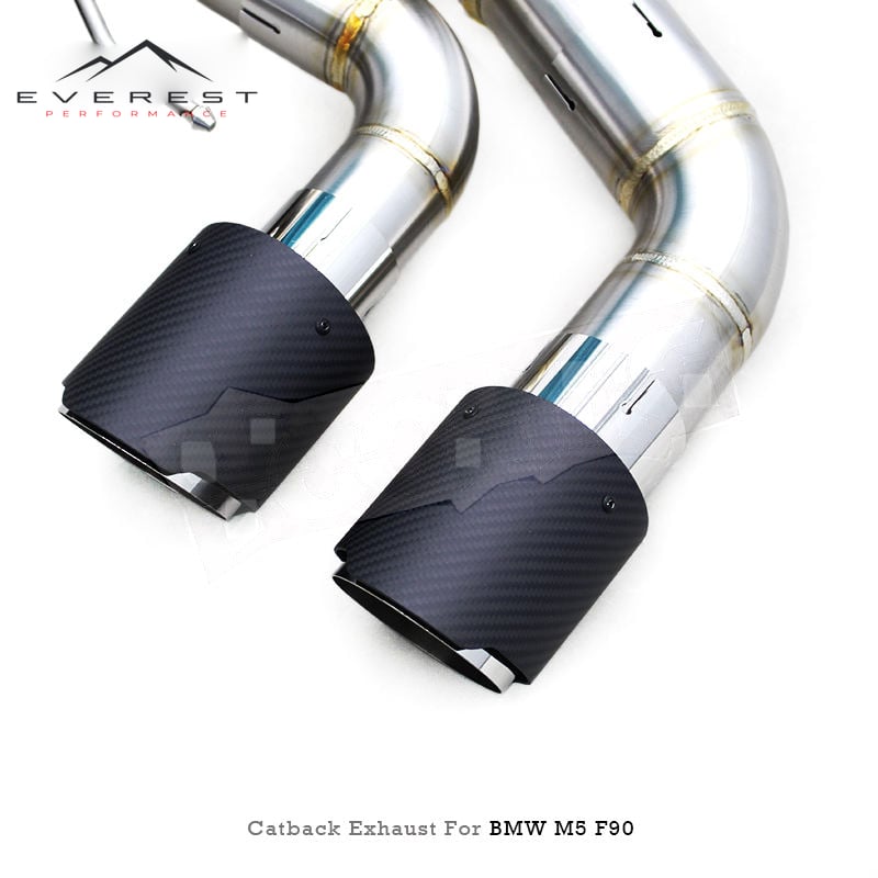 Racing SS304L Valvetronic Catback Exhaust Pipes for BMW M5 F90 4.4T 2018-2023 Z Pipes Valved Muffler with Carbon Fiber Tip