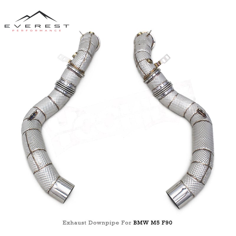 Stainless Steel Free FlowExhaust Straight Downpipe for BMW M5 F90 4.4T 2018-2022 with Heat Shield Exhaust Pipe