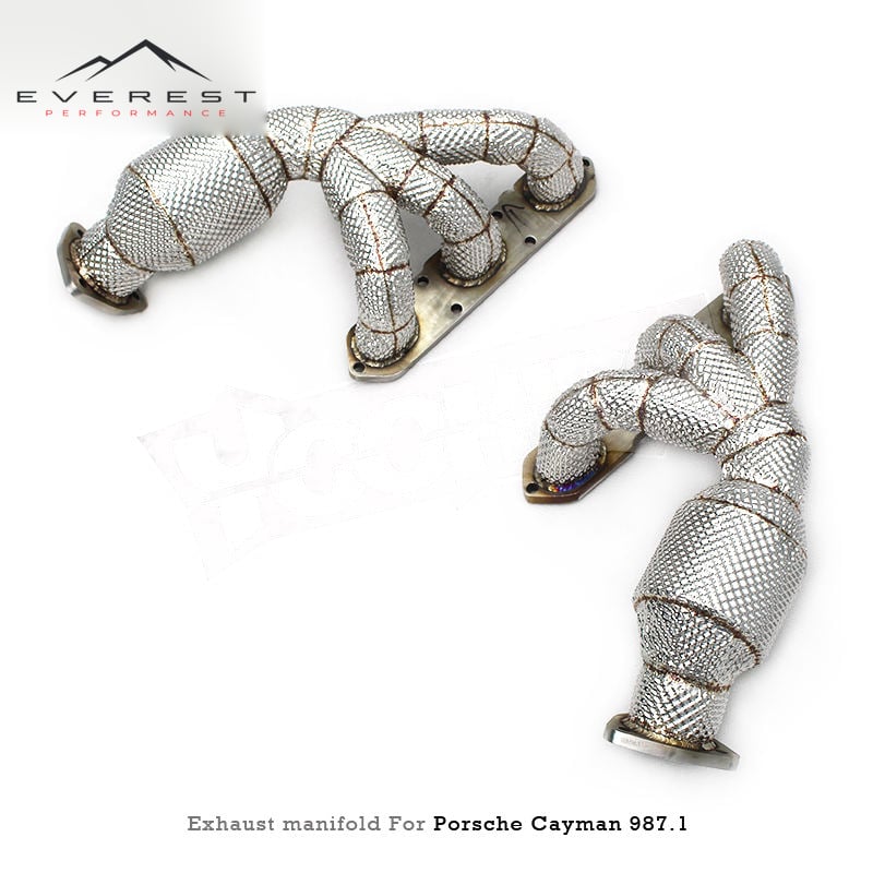 Header Exhaust Manifold Pipes Fit for Porsche 987.1 Boxster Cayman 3.4L 2004-2008 with 300 Cells SS304 High Flow Pipe