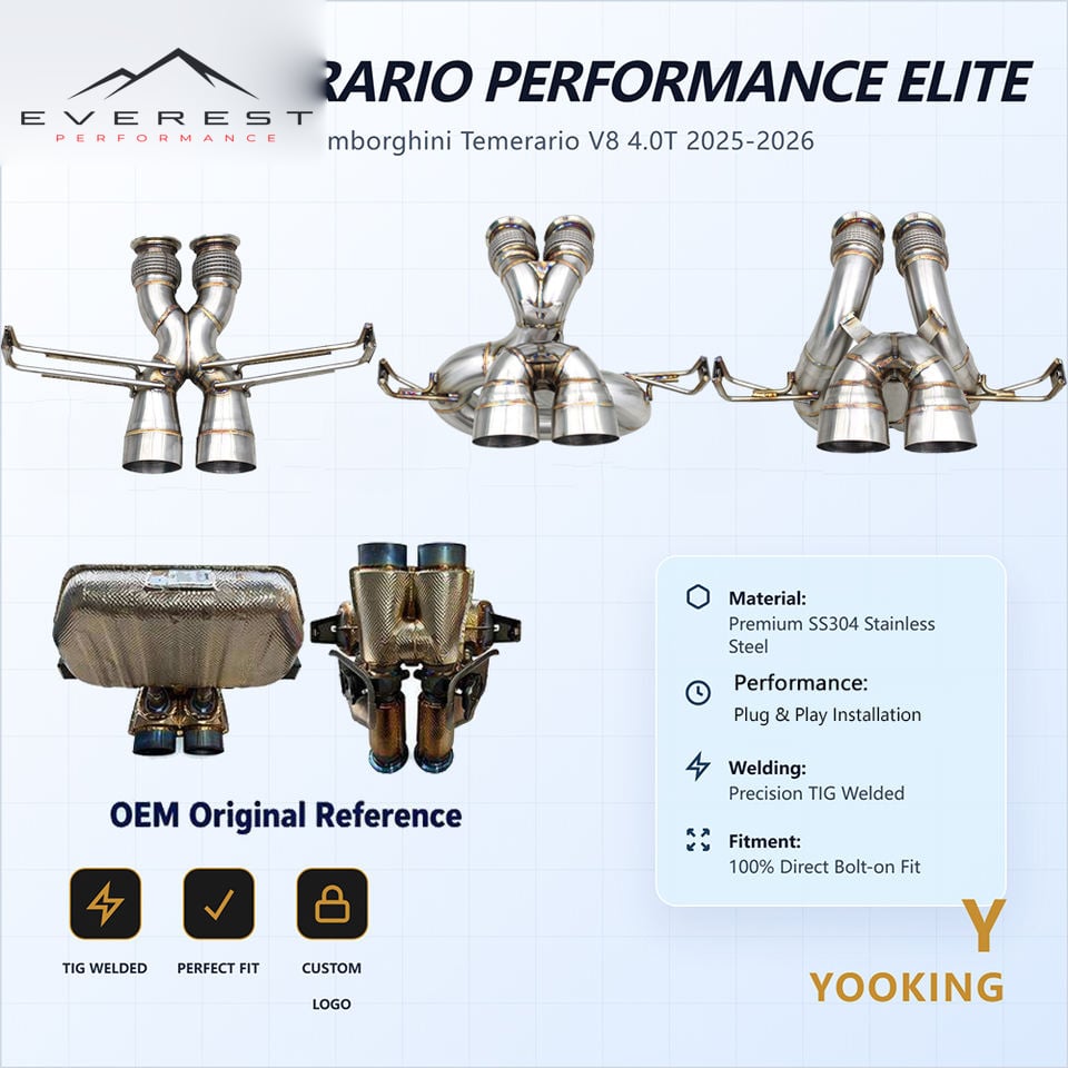 SS304L Exhaust Pipe System for Lamborghini Temerario V8 4.0T 2025-2026 Racing High Performance Direct Exhaust Pipe