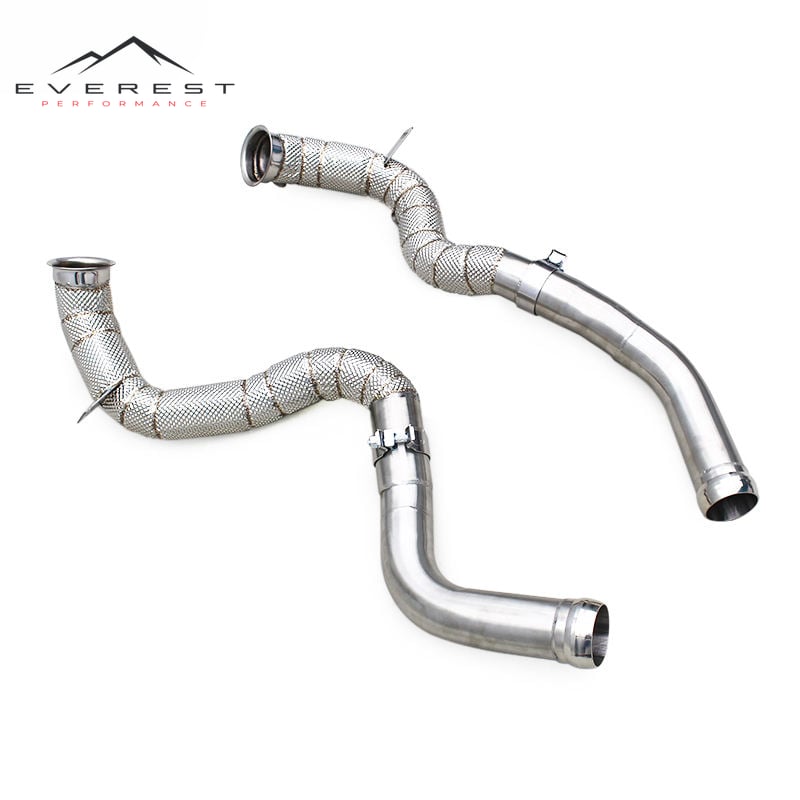 Racing SS304 Exhaust Downpipe for Mercedes E63 E63S AMG W213 4.0TT 2016-2023 Free Flow Downpipe With Heat Shield Exhaust Pipes