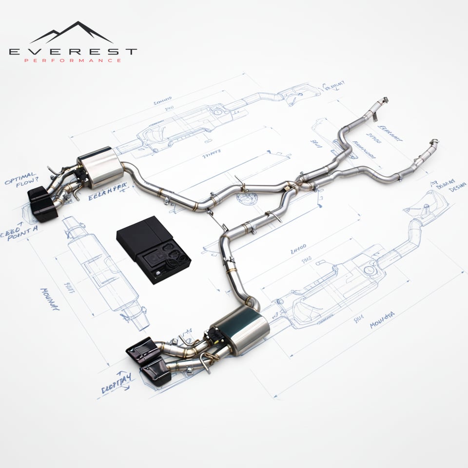Valved Exhaust System for Mercedes-Benz CLS550 V8 4.7L 2010-2016 SUS304 Exhaust Pipes with Black Square Tips
