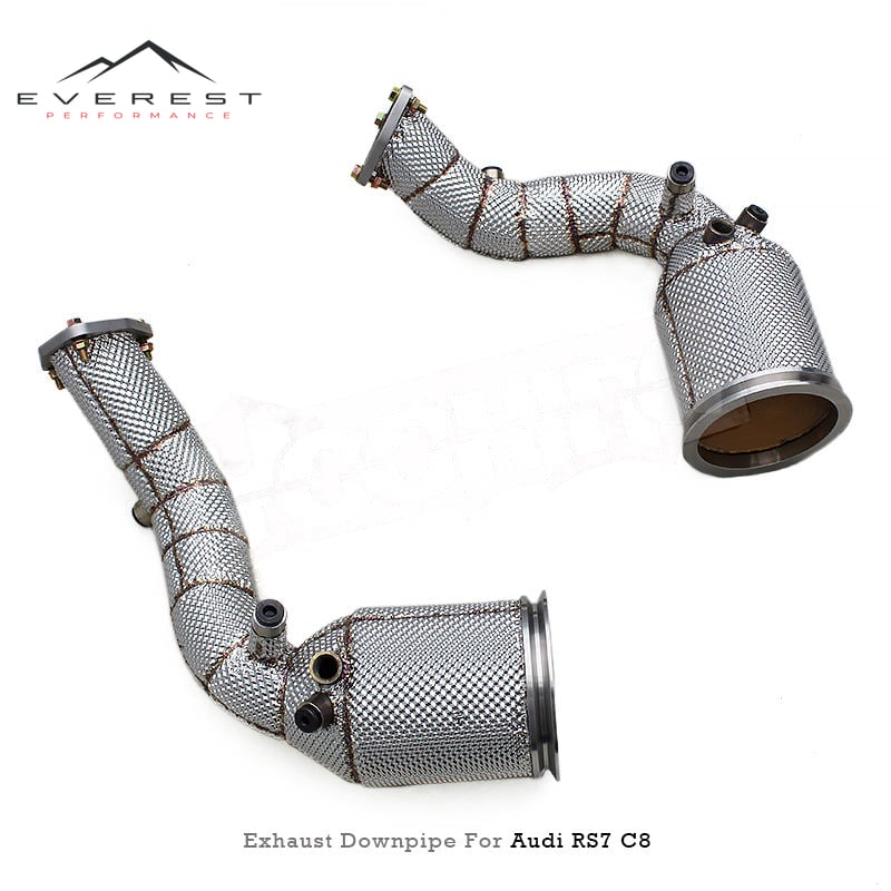 Stainless Steel Performance Catted Catalyst Downpipe Exhaust Pipes for Audi RS6/RS7 C8 4.0T 2019-2024 With Heat Shield