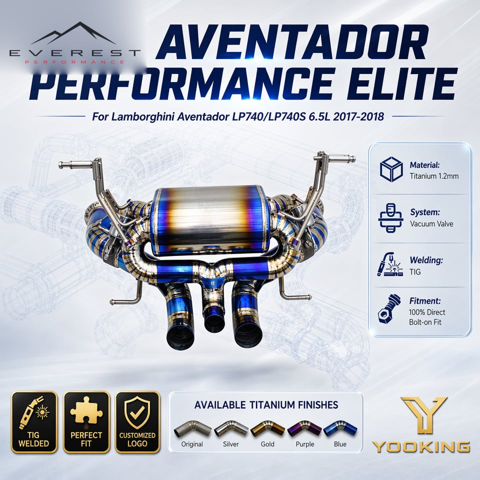 Titanium Exhaust Pipe System for Lamborghini Aventador LP740/LP740S 6.5L 2017-2018 Vacuum Valve Muffler Catback Exhaust