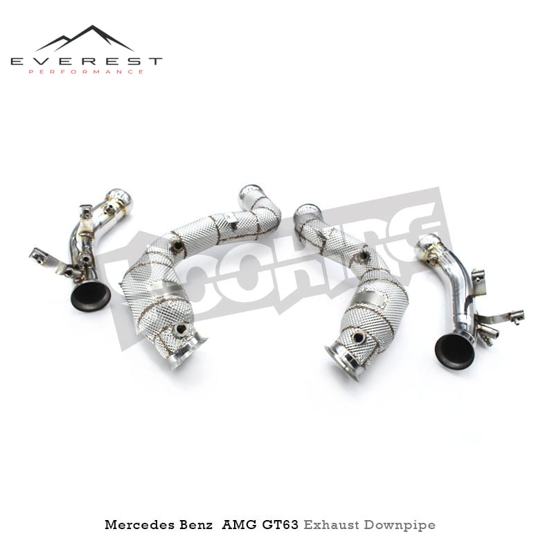 SS304L Exhaust Downpipe for Mercedes-Benz AMG GT63/GT63S 4.0TT 2019+With Heat Shield High-flow Pipe 100/200/300 Cell