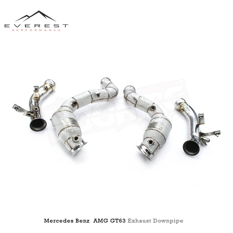 SS304L Exhaust Downpipe for Mercedes-Benz AMG GT63/GT63S 4.0TT 2019+With Heat Shield High-flow Pipe 100/200/300 Cell