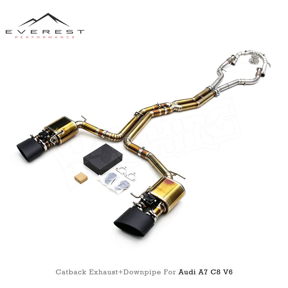 Custom Exhaust System for Audi A6/A7 C7/C8 EA839 V6 3.0T 2012-2023 SUS304 Header Downpipe Lightweight Titanium Catback