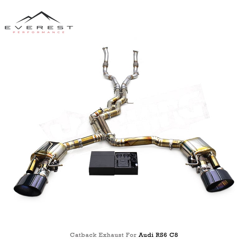 Racing Titanium Valvetronic Catback Exhaust Pipes Valved Muffler for AUDI RS6/RS7 C8 4.0T 2019-2024 SS304 with Exhaust Downpipes