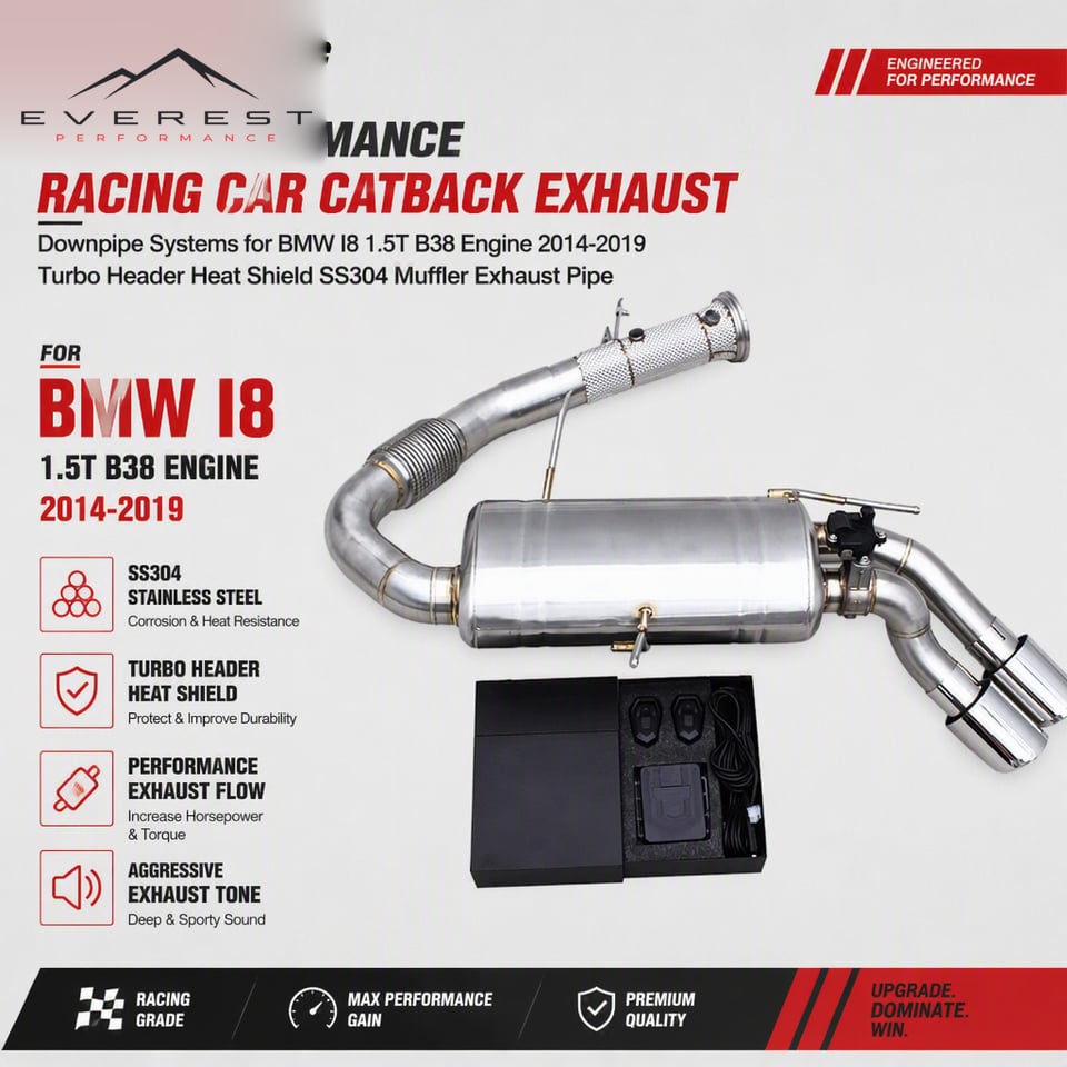 Racing Catback Exhaust Downpipe Systems for BMW I8 1.5T B38 Engine 2014-2019 Turbo Header Heat Shield SS304 Muffler Exhaust Pipe