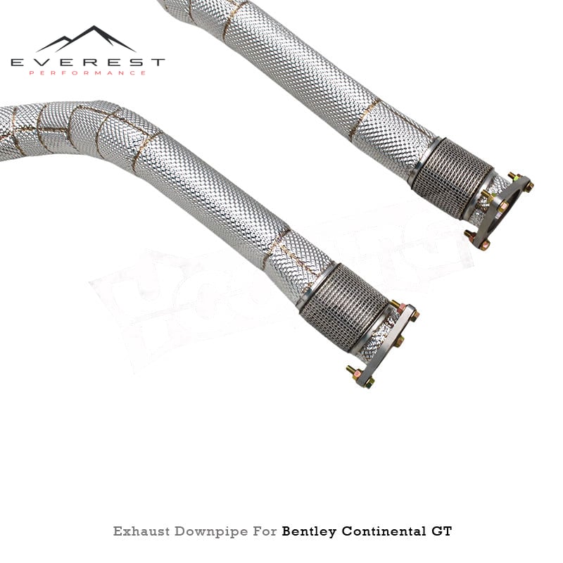 Stainless Steel 304 Exhaust Pipes for Bentley Continental GT W12 6.0T 2004-2013 Free Flow Exhaust Downpipe With Heat Shield