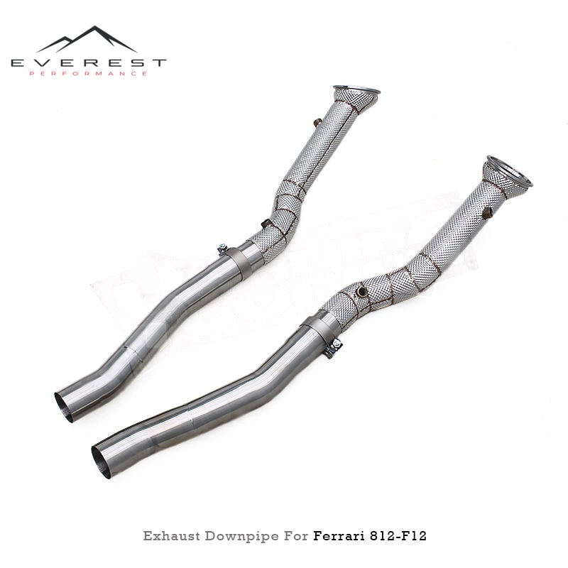 SS304 Straight Downpipe Exhaust for Ferrari 812 6.5L/F12 6.3L V12 2013-2020 Heat Shield Exhaust Pipe Free Flow