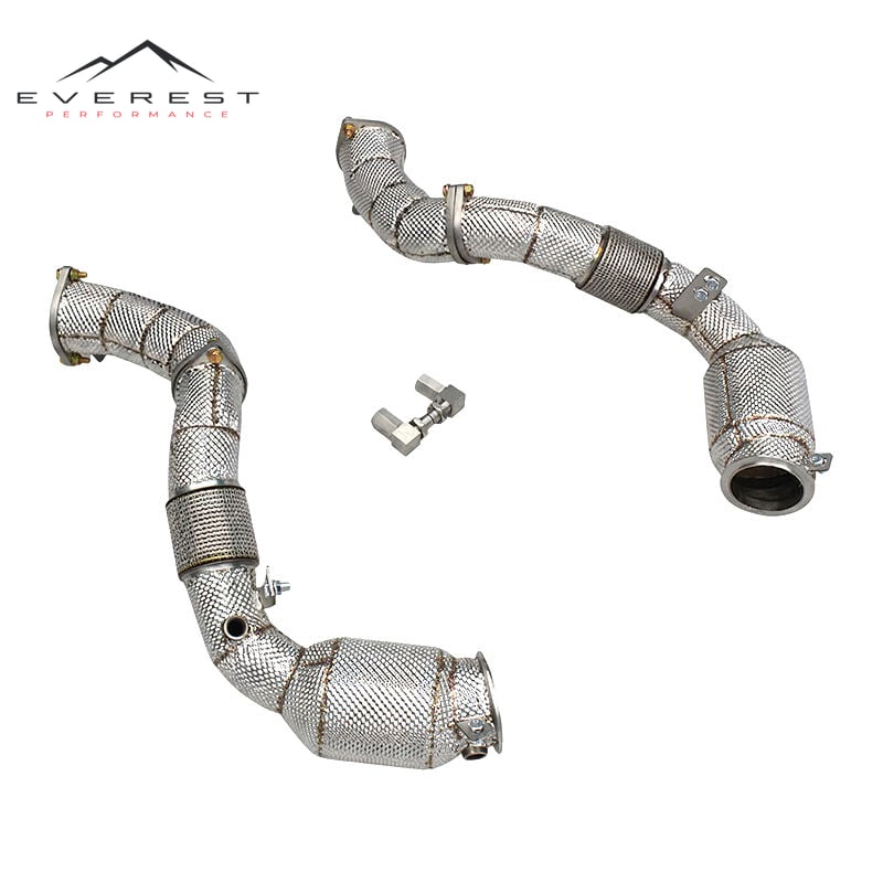 Stainless Steel Exhaust Pipes for Alfa Romeo Stelvio Quadrifoglio 510 HP 2.9T 2018-2024 Catted Downpipe With Heat Shield