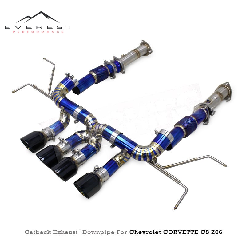 Racing Titanium Catback Exhaust Pipes for Chevrolet Corvette C8 Z06 2019-2025 Exhaust Downpipe Muffler with Black Tips