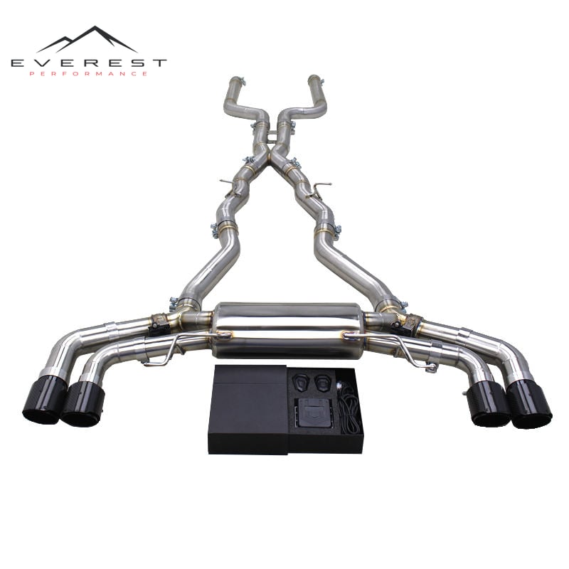 304 Stainless Steel Brushed Exhaust Pipe System for BMW M8 F91/F92/F93 4.4T 2019-2023 Valved Muffler